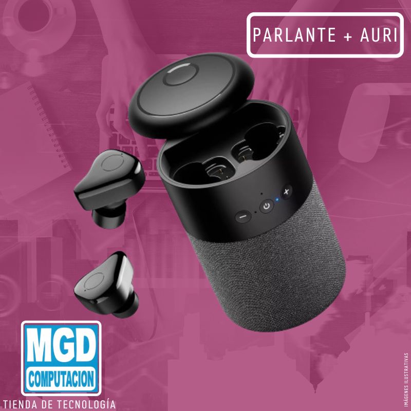 Auricular In Ear + Parlante Inalambrico Bluetooth Touch Color Negro